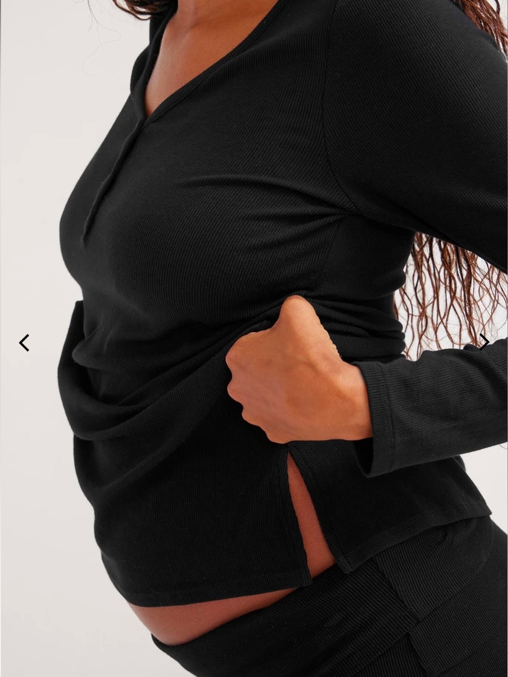 Hatch 1 Small Maternity The Softest Rib Nursing Henley black Lounge Comfy